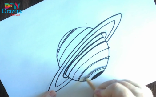 Skizzieren Sie abgerundete Schichten innerhalb des Saturn