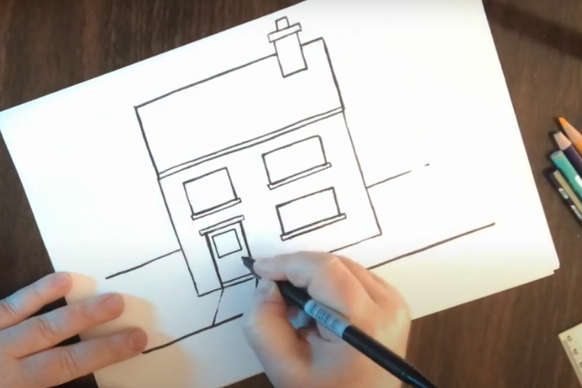Zeichne die Türen eines Hauses